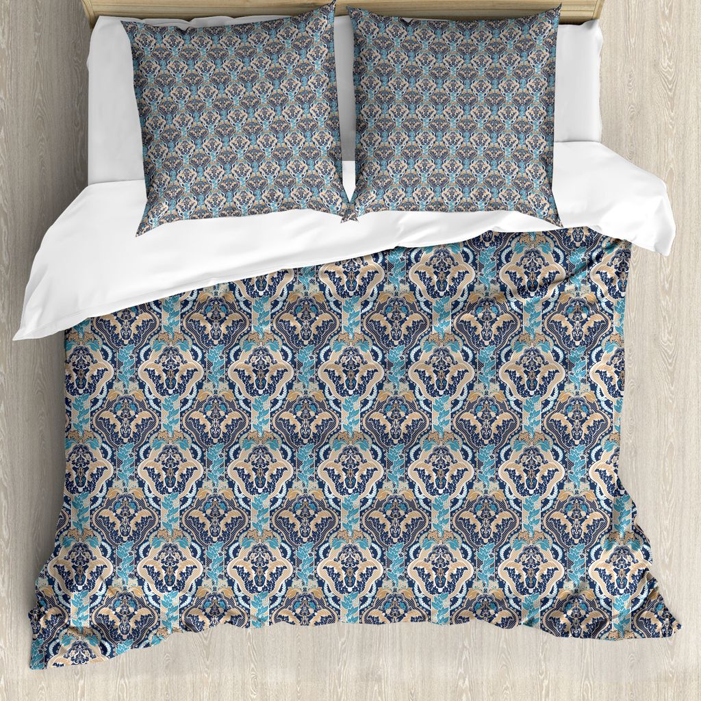 ABAKUHAUS asiatisch Bettbezug, Südost Entwurf, Milbensicher Allergiker geeignet mit Kissenbezügen, 155 cm x 220 cm - 80 x 80 cm, Bleich und Dunke...