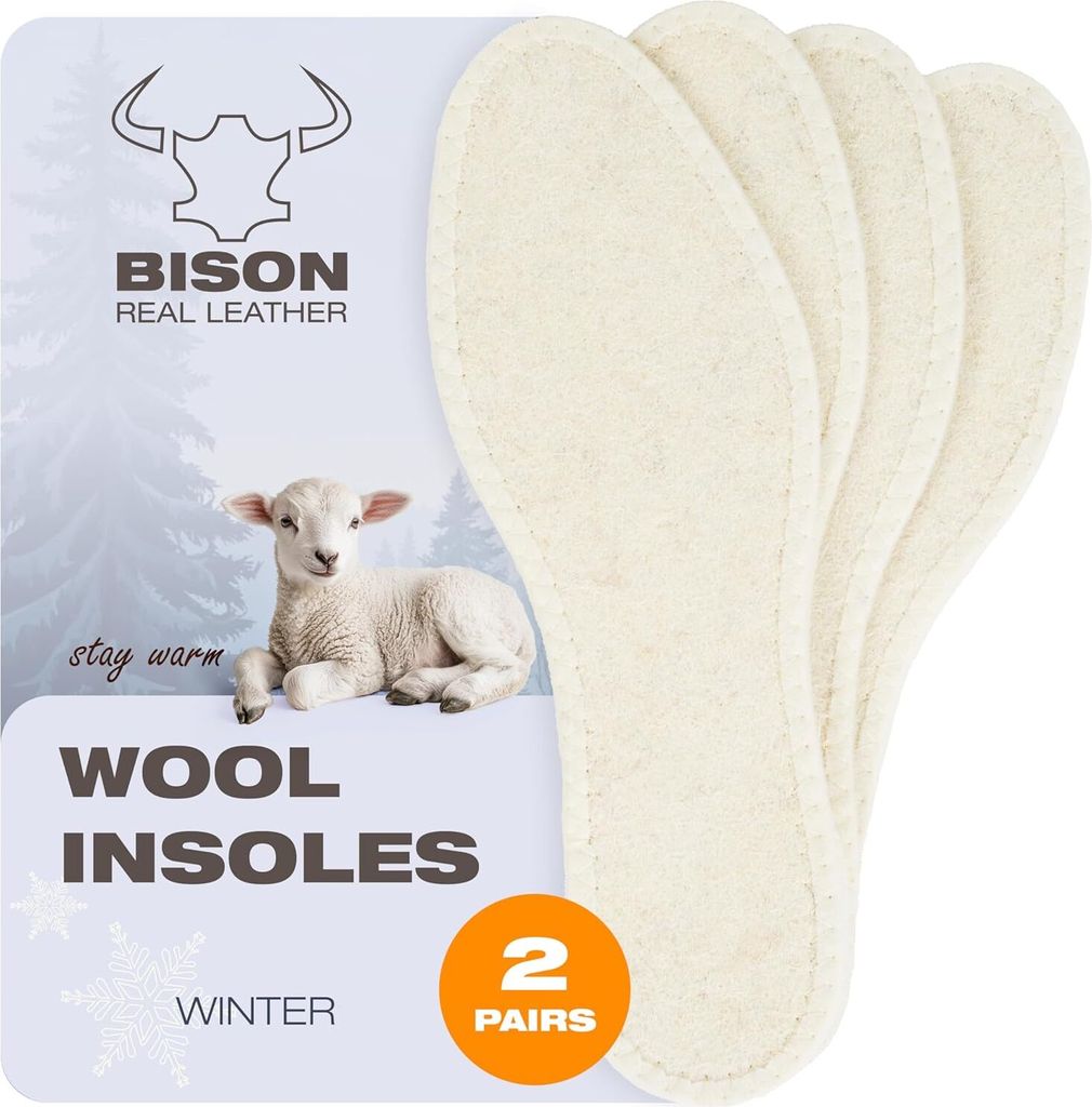 Solette invernali BISON - 2 paia, calde in lana di pecora e Immagine del prodotto 