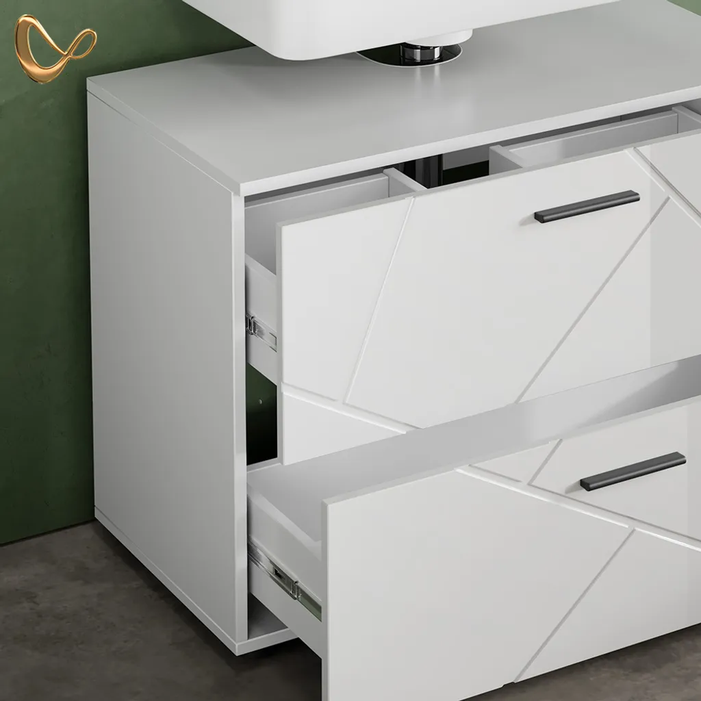 Mobile Bagno Sottolavabo Bianco Lucido Livinity Ronco 80 cm Moderno - 6