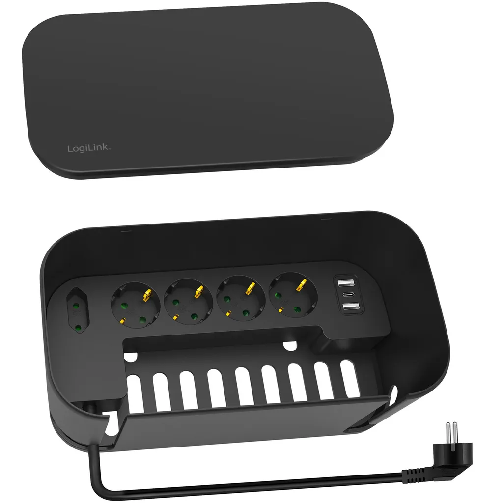 Cache-câbles électrique noir avec station de recharge USB rapide intégrée - 4