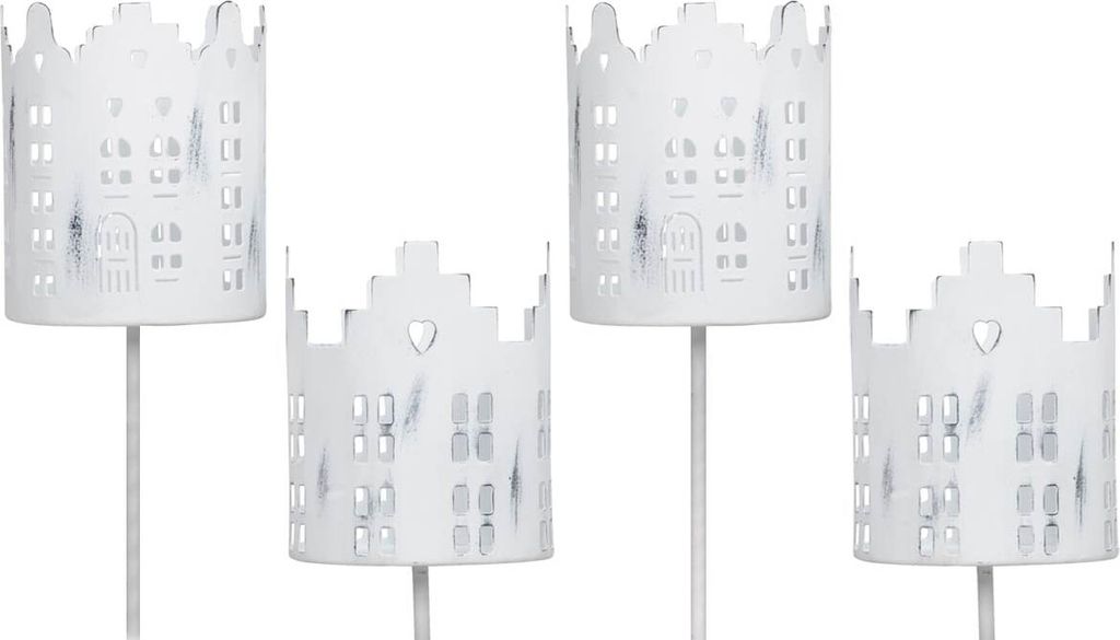 Kerzenhalter 4er Set Metall Kerzen-Stecker weiß Ø 8 x 10 cm Produktbild 
