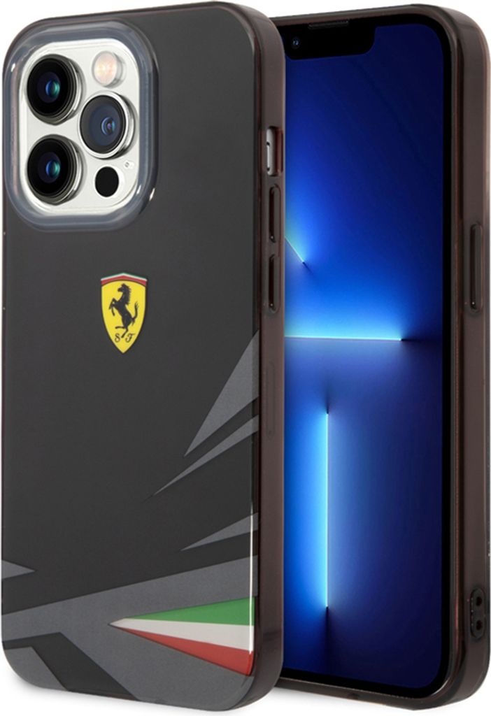Ferrari, iPhone 14 Pro Max Cover aus TPU Stoßfest Modell Italia, Schwarz