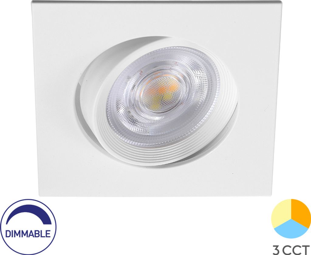 Braytron LED Eckig 7W Dimmbar Einbaustrahler schwenkbar 3in1 CCT Spot 650lm Warmweiß - Kaltweiß Ø68mm