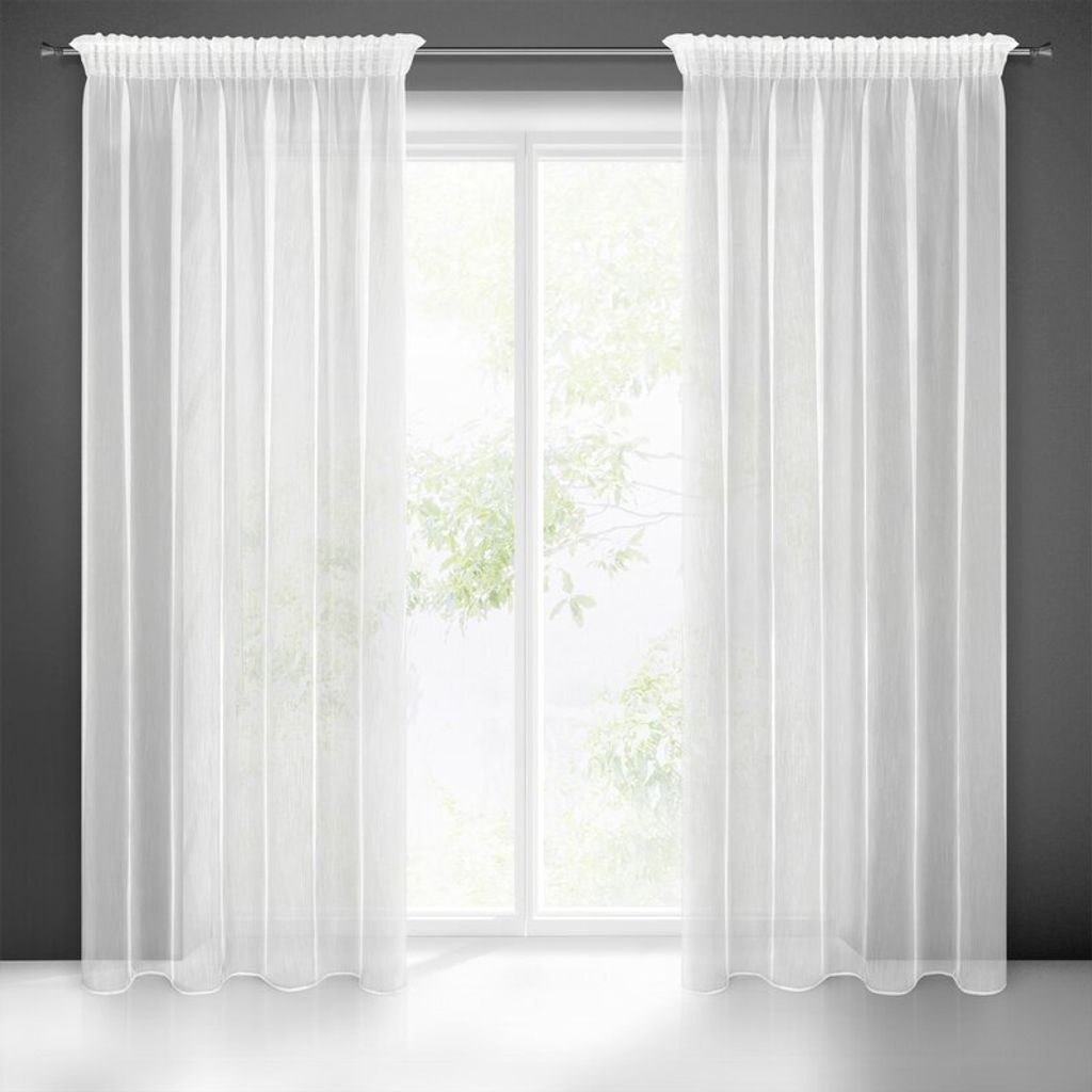 Gardine NICEA weiß 140x270 cm  Kräuselband Tunnelzug Produktbild 