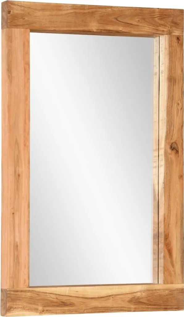 Miroir mural robuste en bois d'acacia 70x50 cm contre les murs nus