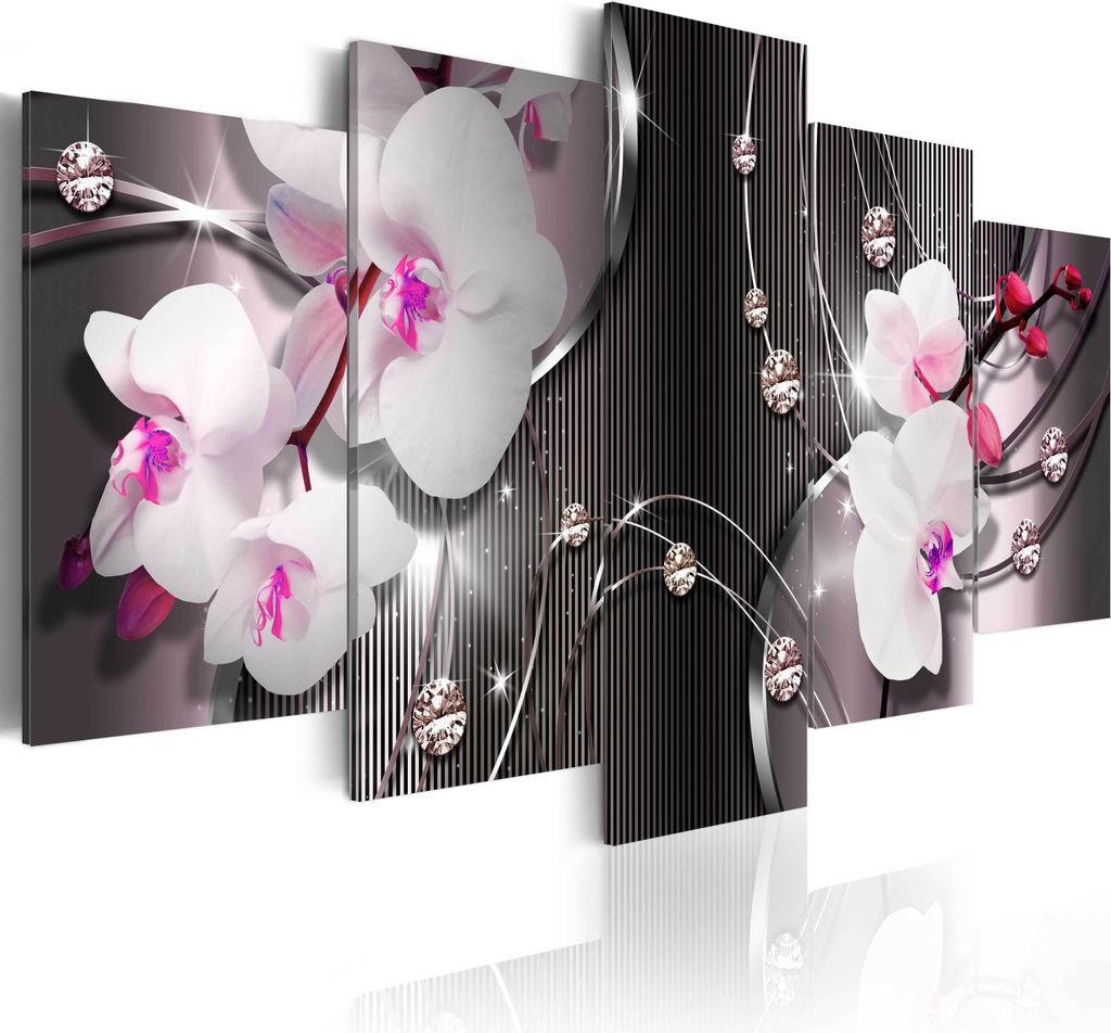 Leinwandbilder 200x100 cm b-A-0263-b-o Vlies Leinwandbild 5 tlg Kunstdruck modern Wandbilder XXL Wanddekoration Design Wand Bild ABSTRAKT BLUMEN OR...
