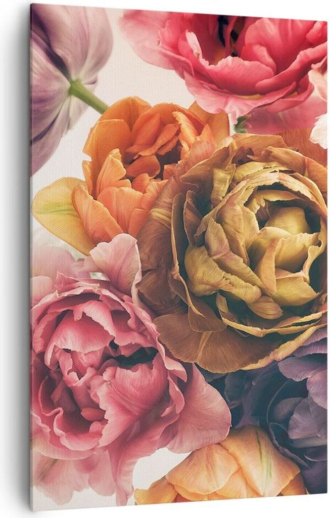 Bild auf Leinwand - Leinwandbild - Einteilig - Blumenstrauß Blumen Braut - 80x120cm - Wand Bild - Wanddeko - Wandbilder - Leinwanddruck - Wanddeko...