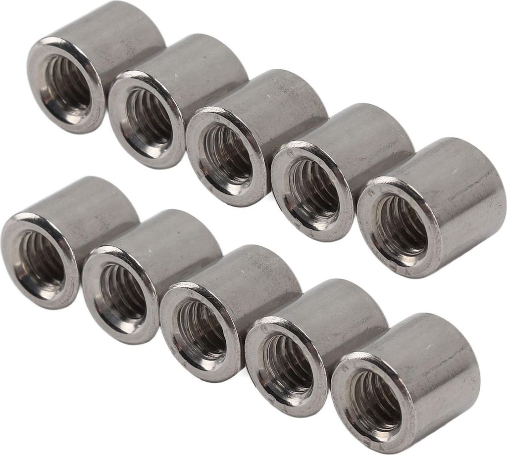 50 Stück zylindrische Kupplungsmuttern, Edelstahl 304, Innengewinde, M6, runde Verbindungsmuttern