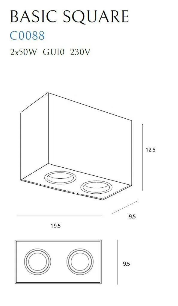 Spot en Métal Blanc BASIC SQUARE Maxlight Design Rectangulaire