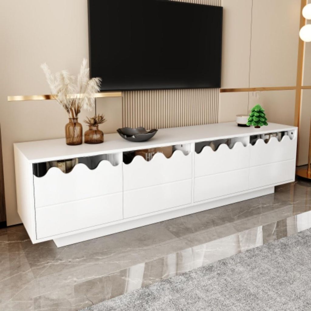 Moderner TV-Schrank mit 4 Türen,TV-Ständer Aufbewahrungslösung für Wohnzimmer,Entertainment Center170*40*45