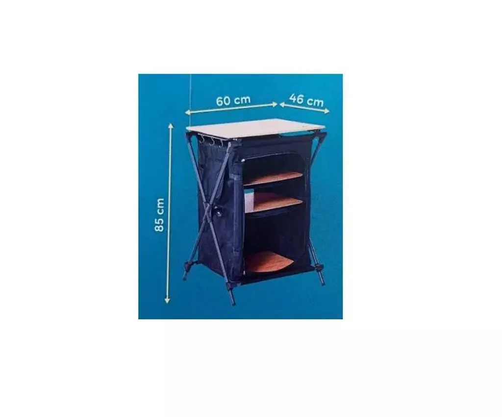 Etagère de camping pliable 80 cm en bambou avec rangement modulable - 5