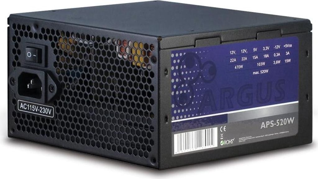 Inter-Tech Netzteil 520W Argus APS-520W 120mm Lüfter Image du produit 