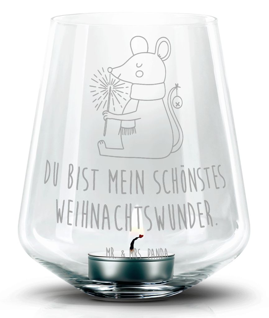 Mr. & Mrs. Panda Laterne Maus Weihnachten - Transparent - Geschenk, Frohe, Mäuschen, Weihnachtsgruß, Weihnachtsmotiv, Kerzenhalter, Glas Teelicht...