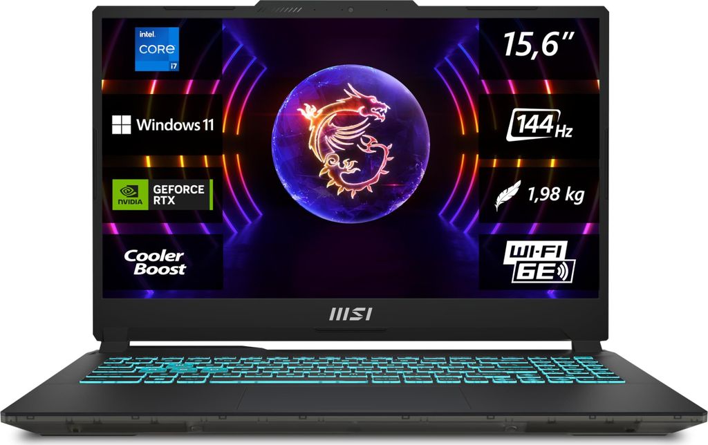 MSI Cyborg 15 Gaming-Laptop, 15,6" Full HD 144Hz, Intel Core i7-13620H, NVIDIA GeForce RTX 4060, 16GB RAM, 512GB SSD, Windows 11 Home, inkl. 1 Mona...