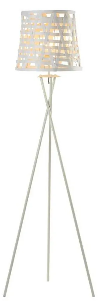 Lampadaire ACA Prim ML307211FW Blanc en Métal et Bois pour Salon Chic