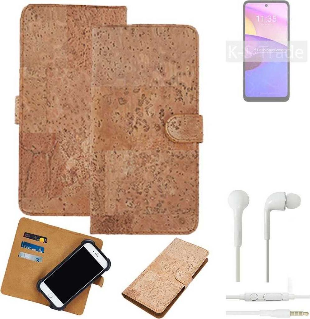 K-S-Trade Hülle kompatibel mit Lenovo K14 Plus + in ear Kopfhörer Kork Handyhülle Cover Schutzhülle TPU Case Bumper in Hellbraun, (1x)