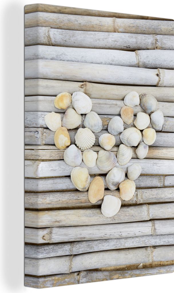 OneMillionCanvasses - Leinwandbilder - 90x140 cm, Herz - Muschel - Strand - Meer, Wandbilder Kunstdruck Wanddekoration - Foto auf Leinwand - Gem...