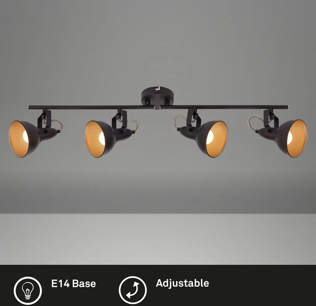 Plafonnier Noir et Doré SOFT Métal 4 Lumières E14 pour Salon 79cm