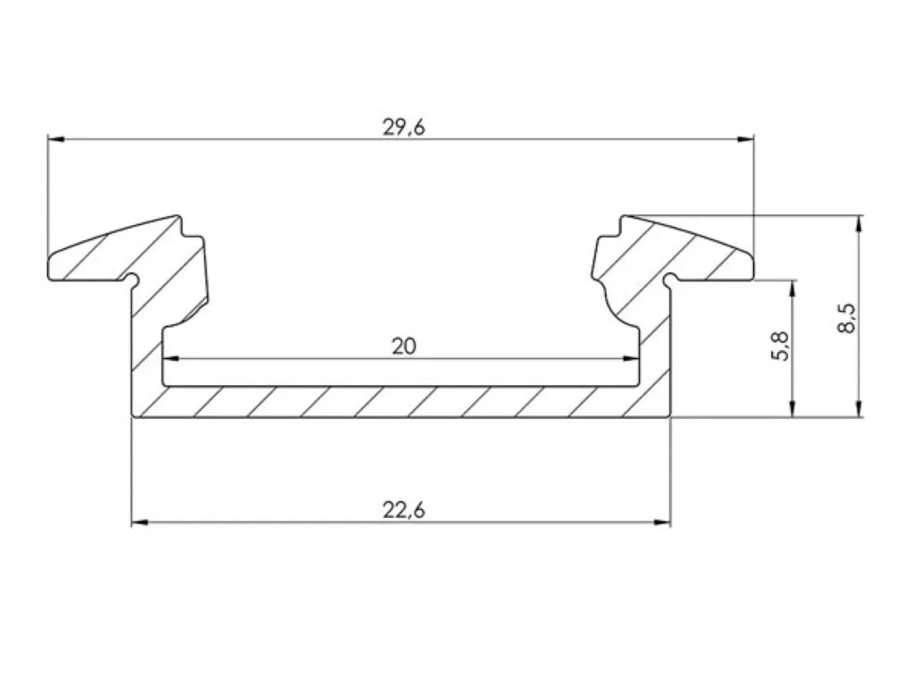 Profilé aluminium encastrable 8mm argent pour ruban LED - Longueur 2m