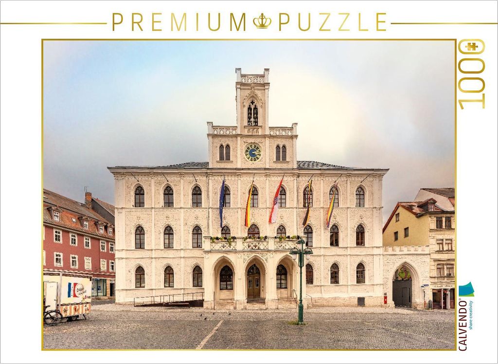 CALVENDO Puzzle Rathaus am Marktplatz im neugothischem Stil mit Glockenturm. | 1000 Teile Lege-Größe 64x48cm Foto-Puzzle für glückliche Stunden
