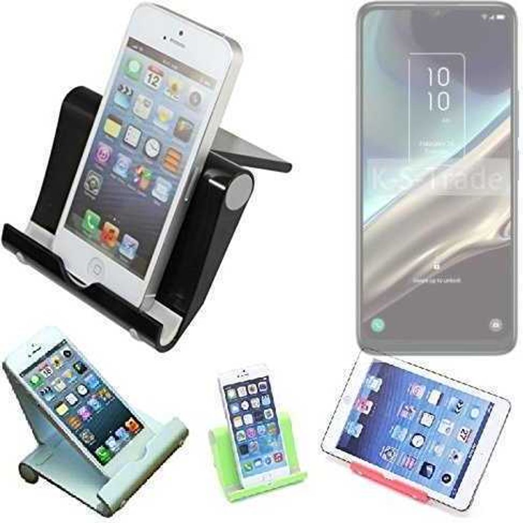 K-S-Trade Handy-Ständer kompatibel mit TCL 406s faltbarer Tischständer Smartphone Tablet Halterung Reise