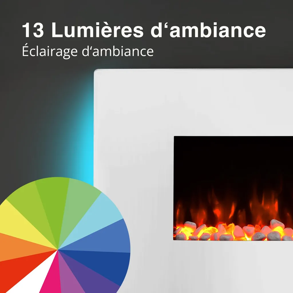 Chauffage d'appoint design 2000W - Cheminée électrique murale Enjo