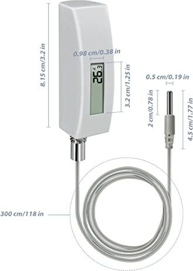 Poolthermometer, digitaler wasserdichtes Wassertemperatursensor LCD -Display, Einfach Montage, 10 Fuß Kabel -Pools, Whirlpools, Spas, Badewasser,