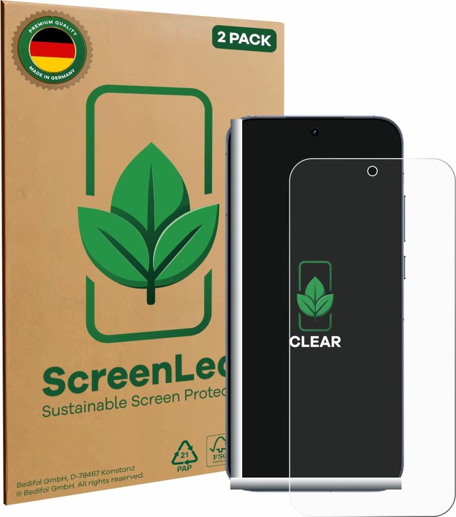 2x ScreenLeaf Schutzfolie für realme GT 8 Pro nachhaltiger Displayschutz Display Schutz Folie Klar Transparent