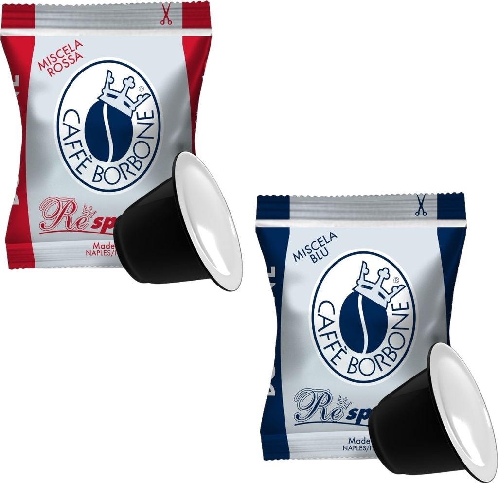 Caffè Borbone Kaffee Kapseln Respresso SET, 100x Blau 100x Rot Mischung Kompatibel mit Kaffeemaschinen für den Hausgebrauch der Marke Nespresso*