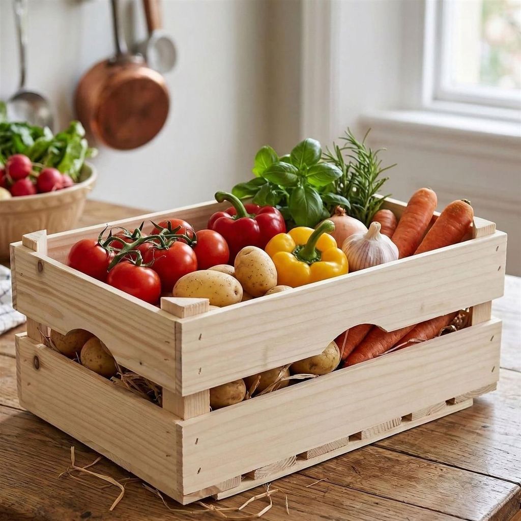 Holzsteige natur 39x26x16 cm, Weinkiste Apfelkiste Obstkiste Holzkiste Holzbox