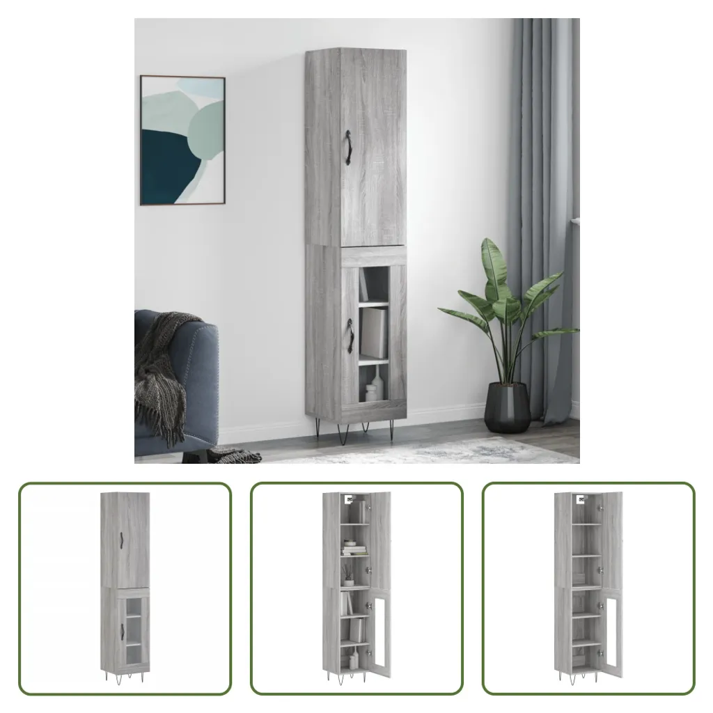 Credenza Alta Grigio Sonoma 34,5x34x180 cm - Offerta Mobili Online