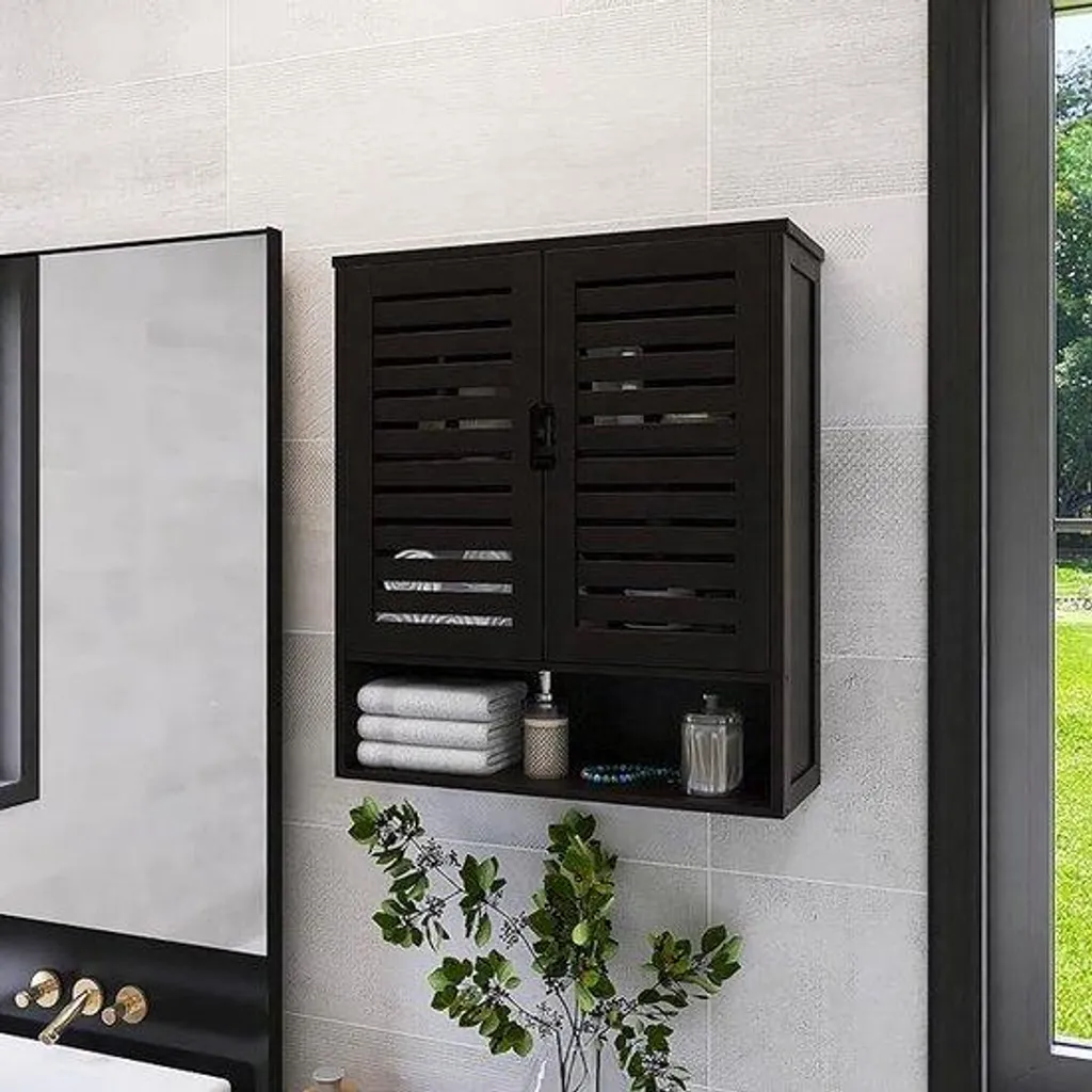 Meuble de salle de bain 21 x 59 x 66 cm en bois blanc modèle compact