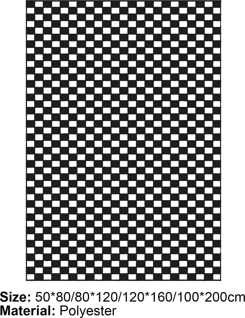 Kreatives Schachbrettmuster Teppich Nachbildung Mehr verdickter stilvoller Polyester gemahlener Teppich für Zuhause-Schwarz-Weiss ,Größen:120x160cm