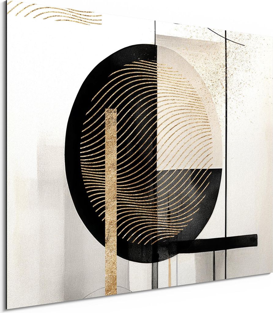 DEQORI Alu-Dibond Bild Weiß 80x60 cm 'Wellen und Winkel' Wandbild Metall dünn Design