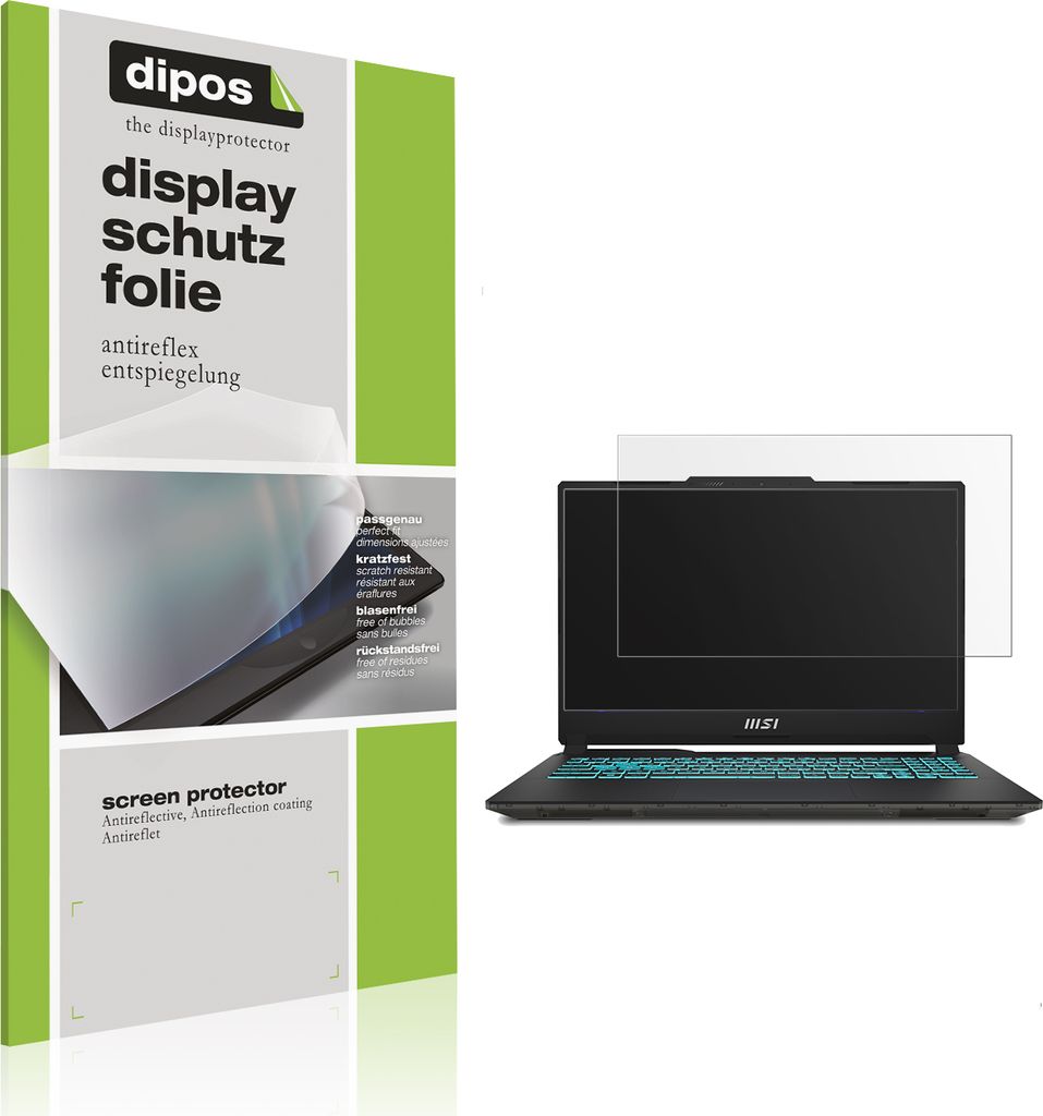 2x Schutzfolie für MSI Cyborg 15 Gaming Laptop matt Displayschutzfolie Folie Display Schutz dipos