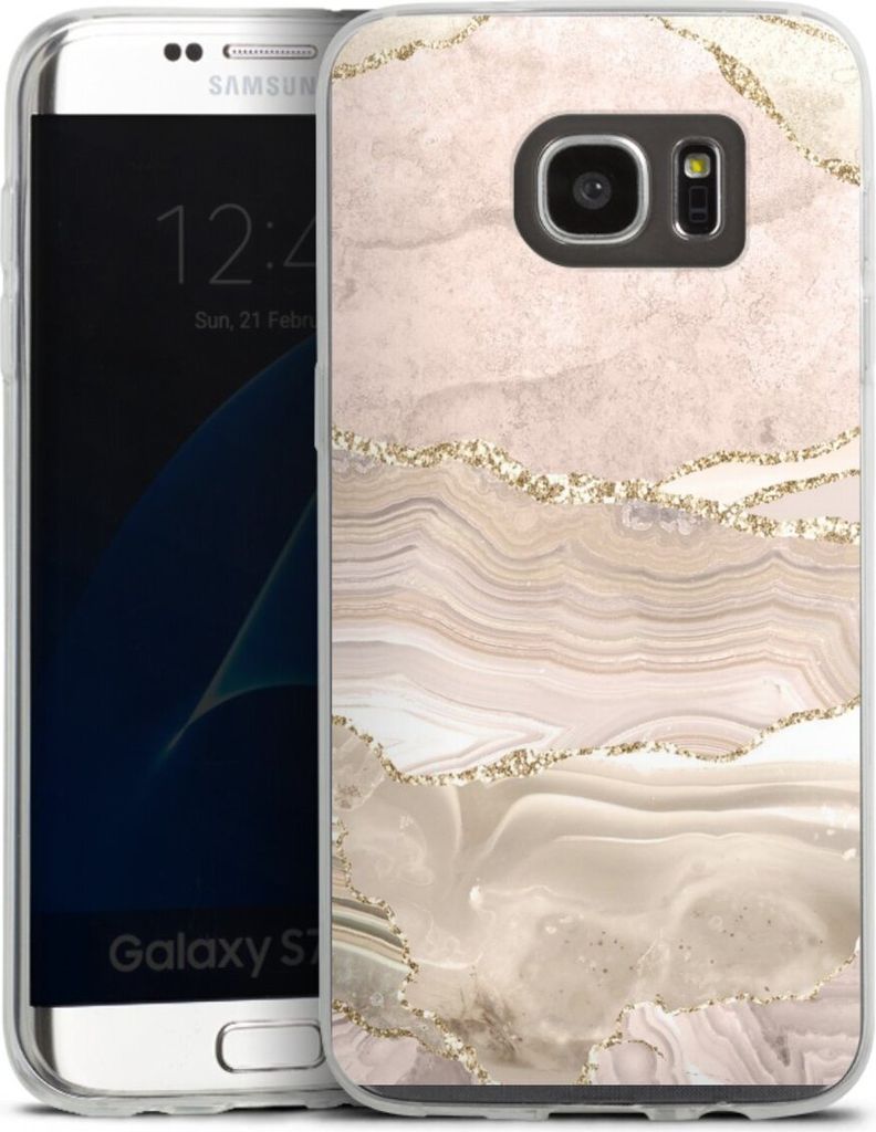 DeinDesign Slim Hülle für Samsung Galaxy S7 Edge Silikon Case Ultra Dünn Handyhülle Glitzer Look Marmor Utart