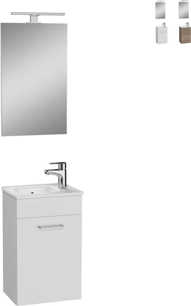 Armoire de salle de bain suspendue 40 cm Mia avec miroir LED - Blanc