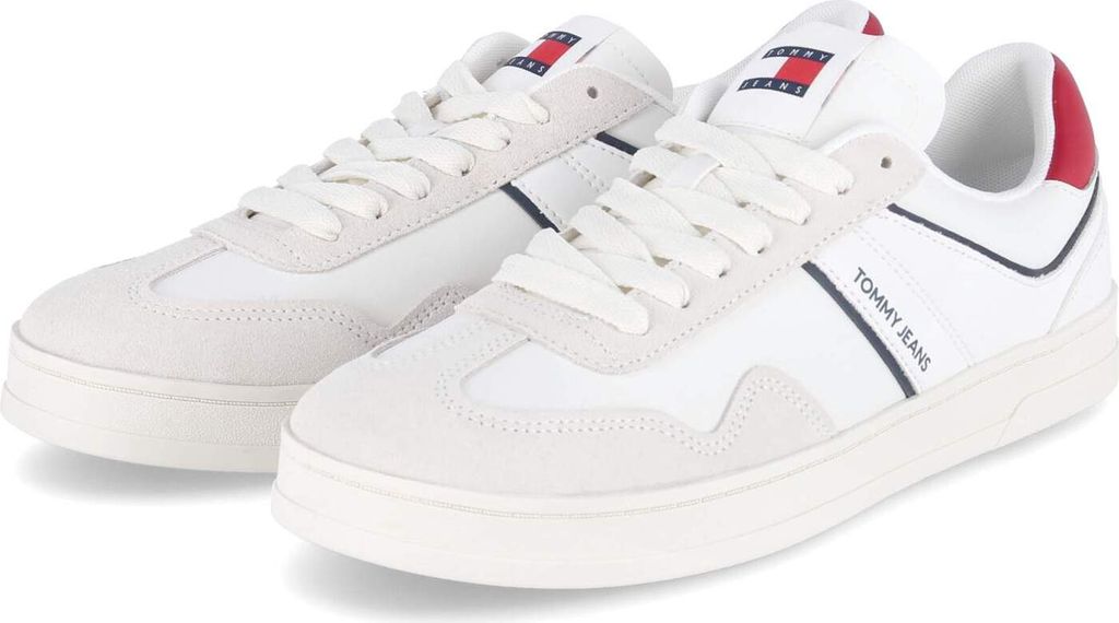 Tommy Jeans Herren Low Sneaker TJM LEATHER RETRO CUPSOLE Weiß Leder Synthetik Größe: 44