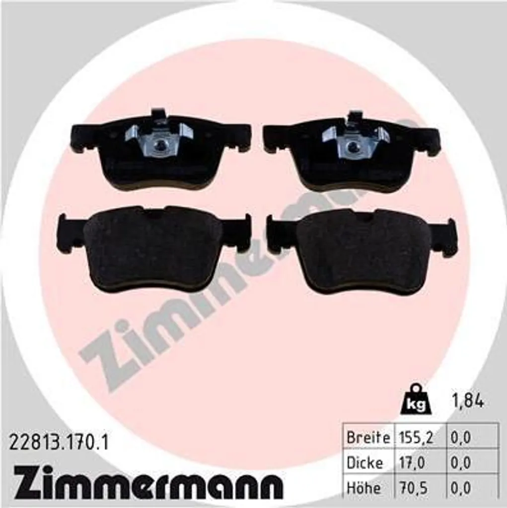 Plaquettes de frein Zimmermann 22813.170.1 pour Rifter et 3008 OE