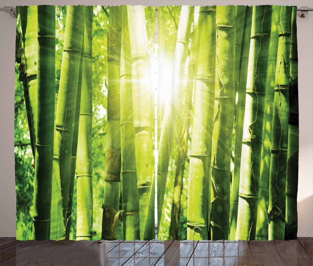 Décoration Murale Rideau de Fenêtre Jungle Sauvage Bambou - 280 x 225 cm