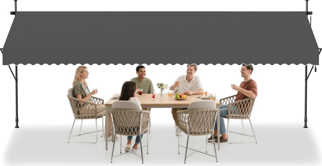 LARS360 Dunkelgrau 400cm Klemmmarkise Balkonmarkise mit Produktbild 