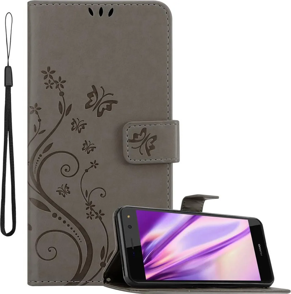 Cadorabo cover per Huawei Y5 2017 / Y6 2017 cover protettiva in grigio cover protettiva cover per cellulare custodia fiori fiore