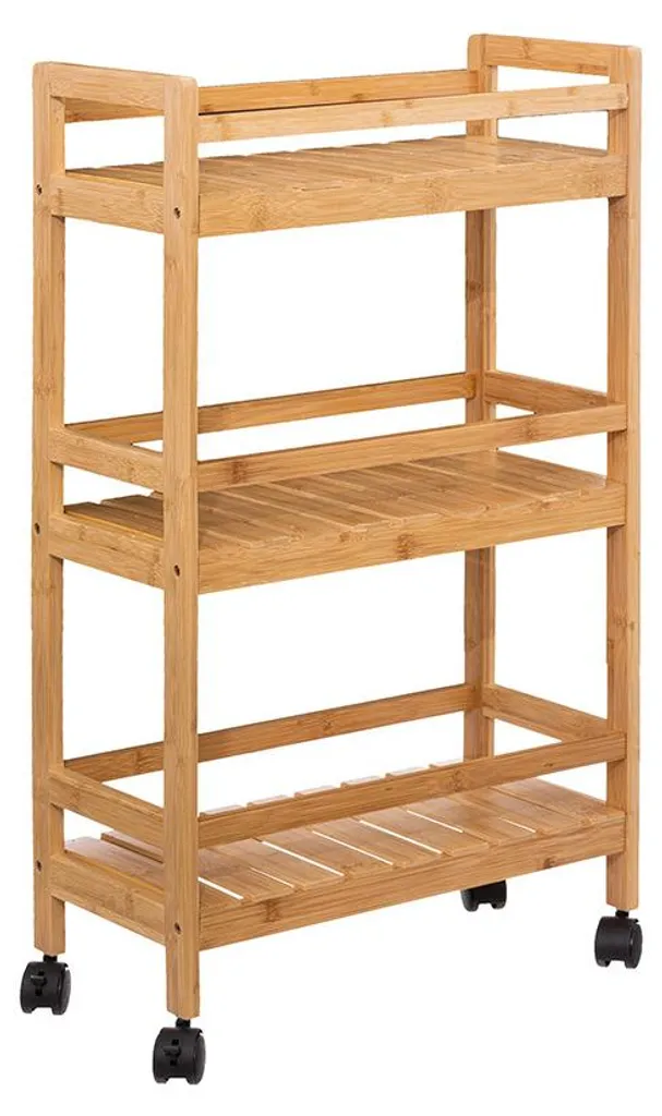 Chariot Lena Brown Eazy Living 3 étages en métal et bois amovible 77cm