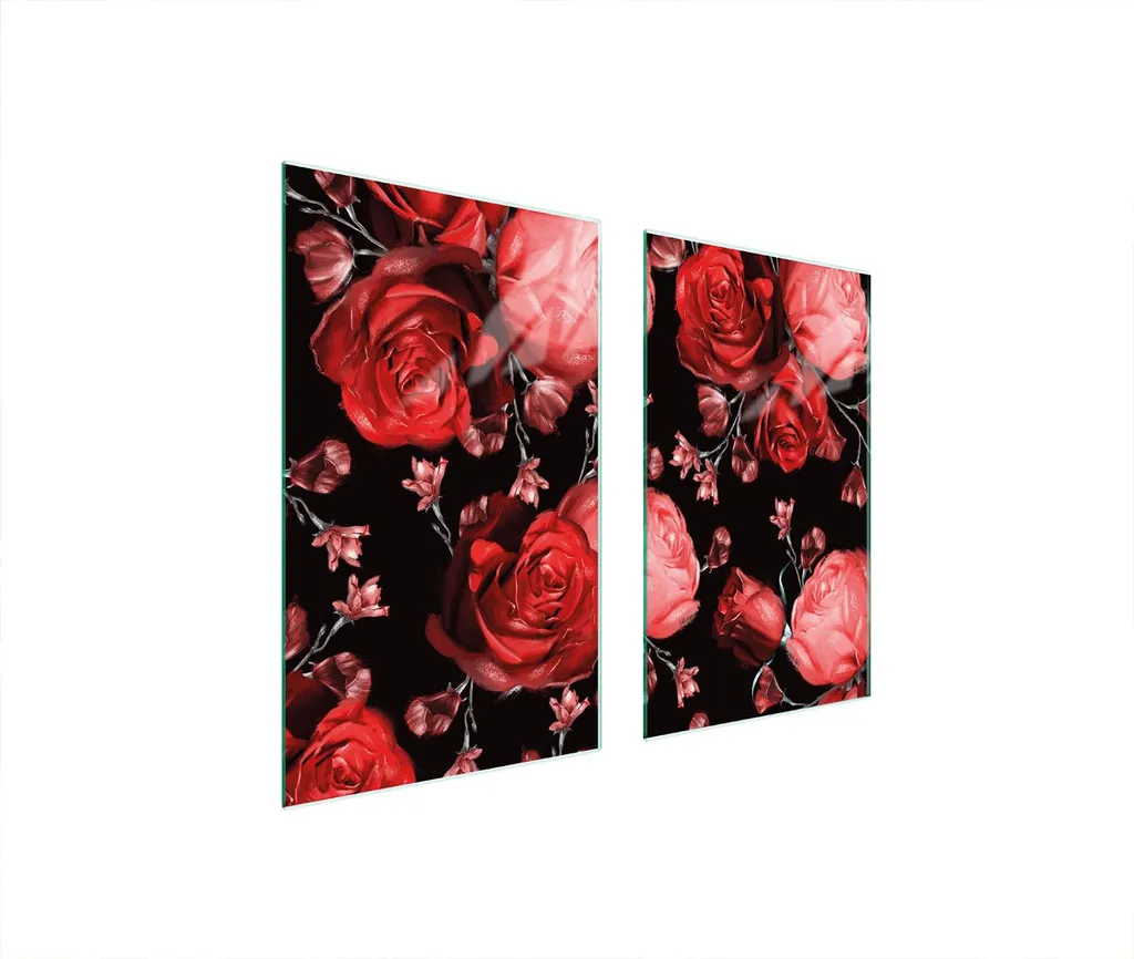 Piastre copri fornelli 2 pezzi 75x52 Copri piano cottura in ceramica tagliere in vetro rose rosso