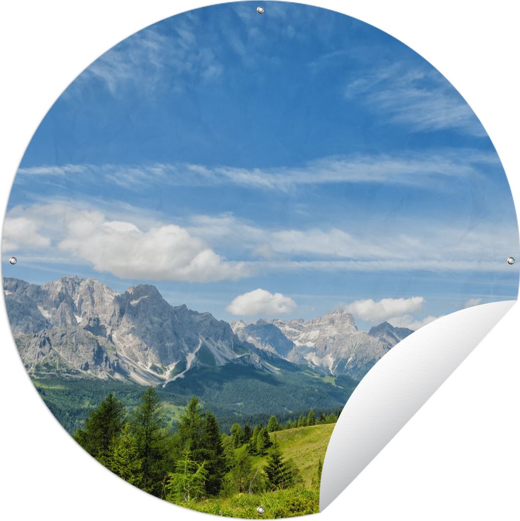 MuchoWow Gartenposter Outdoor-Poster Rund Alpen - Berge - Gras Ø 120 cm Gartendeko Rundes Poster draußen