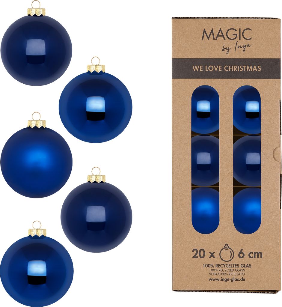 Weihnachtskugeln Glas 6cm 20 Stück - Royal Blue Produktbild 1