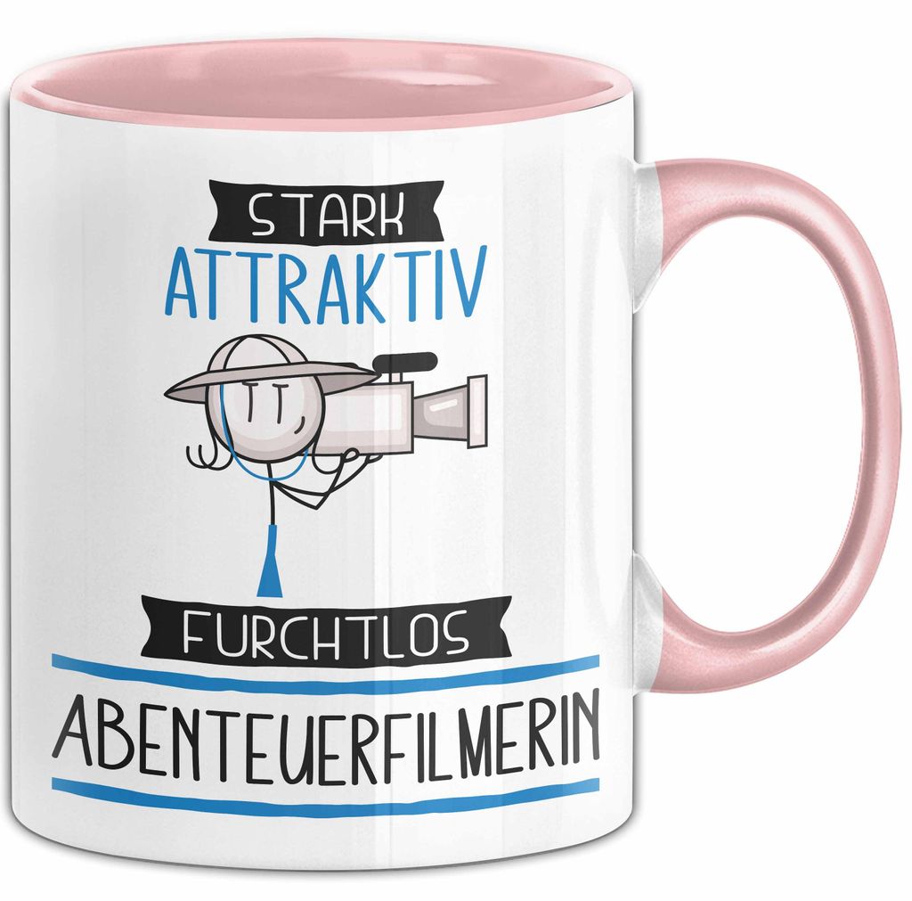 Abenteuerfilmerin Tasse Geschenk Becher Stark Attraktiv Furchtlos Abenteuerfilmerin Lustige Geschenkidee (Rosa)