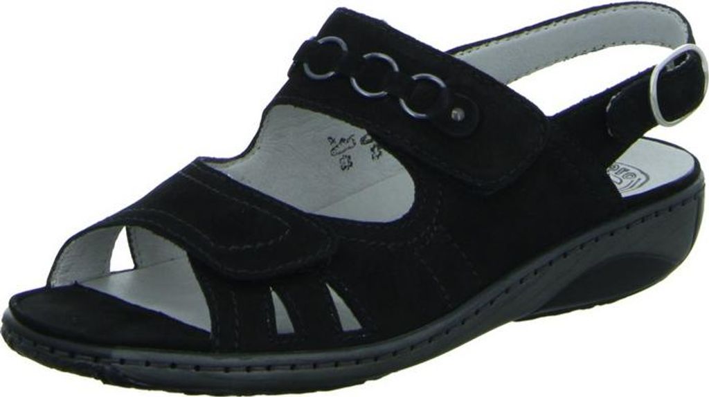Waldläufer Garda 210004-001 Pro Aktiv Damensandale, Schwarz,Leder,Wechselfußbett - Damenschuhe Sandale bequem / lose Einlage, Schwarz, leder (den...