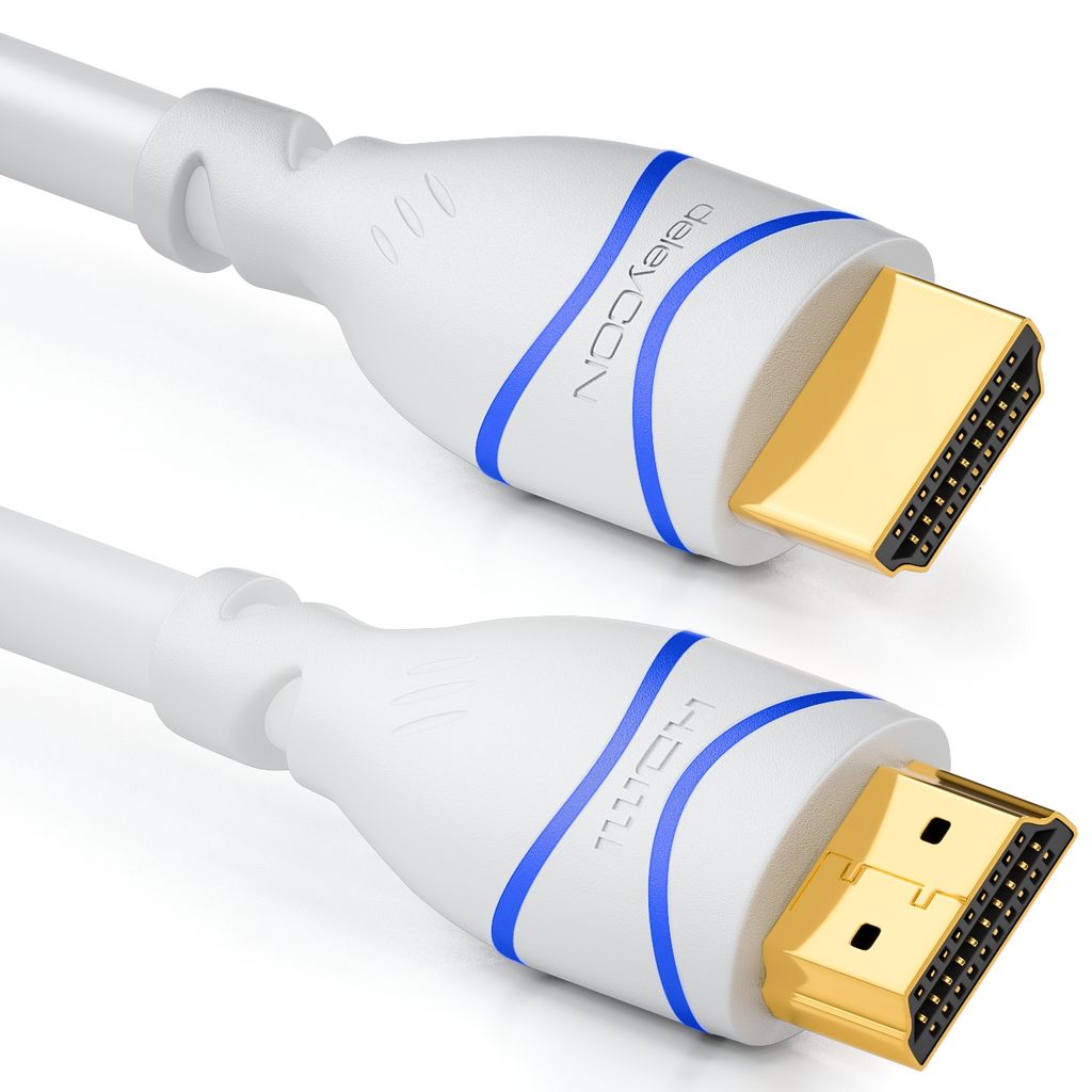 HDMI Kabel 7,5m Ultra HD 4K 2.0b 2160p 90° gewinkelt Ethernet weiß 