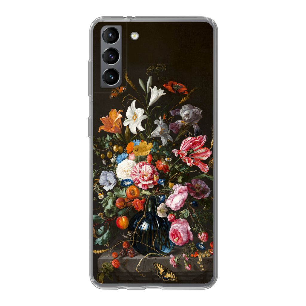 MuchoWow Handyhülle Schutzhülle Hülle für Samsung Galaxy S21 Plus Vase mit Blumen - Jan Davidsz de Heem - Kunst Silikon Softcase Handy Hülle...